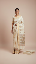 Ivory Thread Handwoven Saree