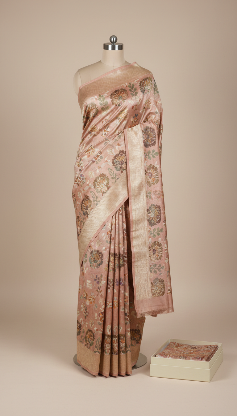 Blush Silk Brocade Saree